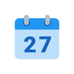 Poster - Illustration of a blue calendar icon displaying the date twenty seven with a light blue background
