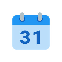 Poster - Illustration of a calendar icon showing the number thirty one on a light blue background design element