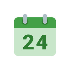 Poster - Illustration of a green calendar with the number twenty four indicating the date of the month day date