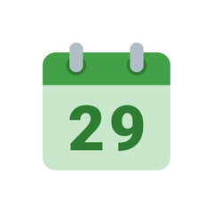 Poster - Illustration of a green calendar icon displaying the date twenty nine with rounded corners and gray holders