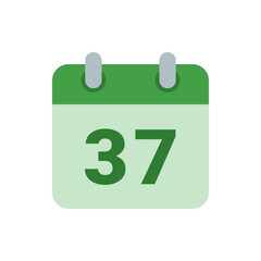 Poster - Illustration of a green calendar icon displaying the number thirty seven in a bold sans serif font style