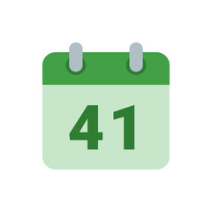 Poster - Illustration of a green calendar icon displaying the number forty one in the center of the page