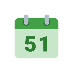 Poster - Illustration of a green calendar with the number fifty one displayed prominently in the center of the page