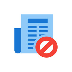 Poster - Illustration of a document with horizontal lines and a red circle with a diagonal line indicating not allowed