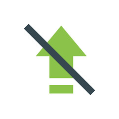 Poster - Green upward arrow with a dark gray diagonal line indicating restriction or prohibition across the arrow shape