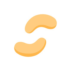 Poster - Two cashew shapes with a light orange color floating on a white background in a simple graphic design