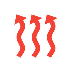 Poster - Three red wavy arrows pointing upwards indicating direction or movement on a white background illustration