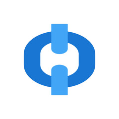 Poster - Illustration of a blue chain link with rounded edges against a white background in a simple style
