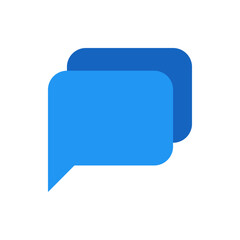 Poster - Two overlapping blue speech bubbles with rounded corners on a white background creating a chat icon look