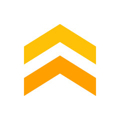 Poster - Two chevron shapes pointing upwards in yellow and orange with a white background illustration design