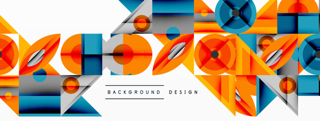 Fototapete - Abstract geometric shapes, vibrant colors, modern design. Overlapping elements create dynamic visual texture. Clean lines, bold composition.