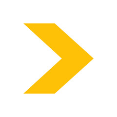 Poster - A vibrant yellow chevron pointing right, set against a clean white background in a minimalist design style