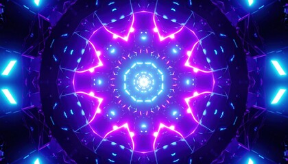 Poster - Mesmerizing light display digital space abstract animation vibrant environment symmetrical view hypnotic patterns for visual artists