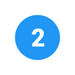 Poster - Illustration of a white number two inside a blue circle against a white background in a simple design style