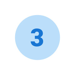 Poster - Illustration of the number three in blue on a light blue circle background, simple and clean design style image