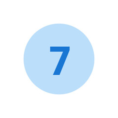Poster - Illustration of a light blue circle containing a bold blue number seven in the center of the shape design