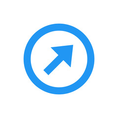 Aufkleber - blue arrow pointing to the upper right direction enclosed within a blue circle on a white background