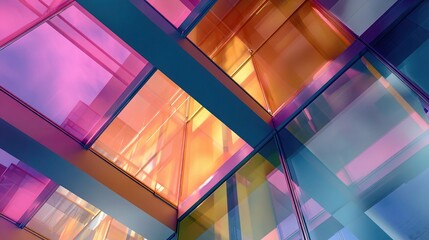 Poster - Colorful Architectural Glass Panels Intersecting in a Modern Design