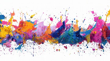 Poster - Colorful Paint Splashes on a White Background Capturing Energy