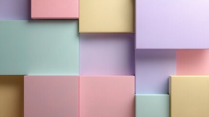 Poster - Minimalist Abstract Pastel Blocks in Colorful Arrangement