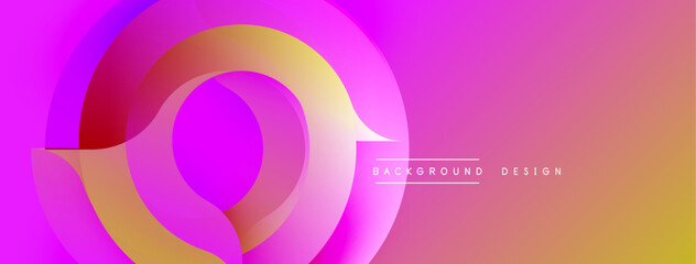Poster - Abstract vibrant design features overlapping circles. Gradient colors transition from pink, purple, orange, yellow. Modern aesthetic.