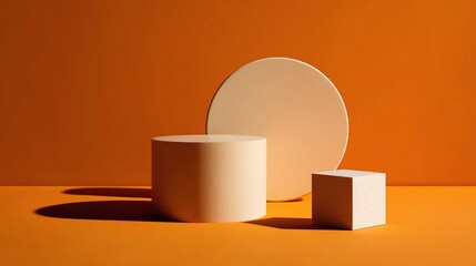 Poster - Minimalist Abstract Composition Featuring Beige Cylindrical Shapes