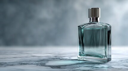 Poster - Elegant Transparent Glass Perfume Bottle Mockup on Marble Surface