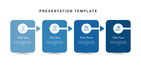 Poster - 4 column infographic element with blue colour. Banner template information with icons and four step layout process.
