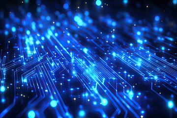 Poster - futuristic circuit board with glowing light trails
