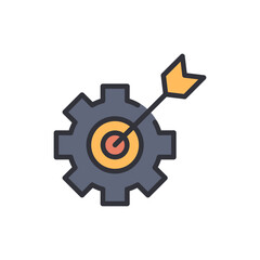 Poster - Arrow in the center of a target inside a gear for successful workflow