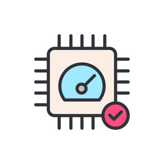 Poster - CPU Performance Optimization with Tick Symbol on White Background