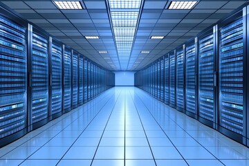 Poster - Modern server room, futuristic technology