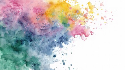 Poster - Vibrant Watercolor Splash Effect with Pastel Hues on White Background