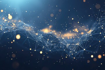 Poster - Abstract network of connected points. Dynamic data flow