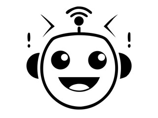 Poster - Black chatbot face icon silhouette vector design for digital communication purposes
