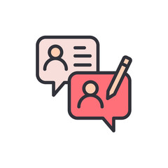 Poster - Profile conversation with pencil icon illustration for interaction design
