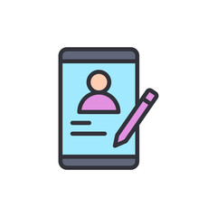 Poster - Digital account creation or profile editing on mobile device concept