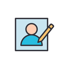 Poster - Vector image illustrating profile editing with pencil for avatar updating