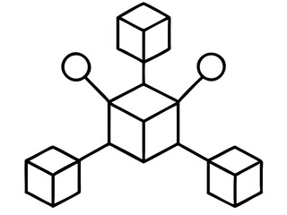 Poster - Abstract blockchain network icon representing decentralized connectivity and digital transactions