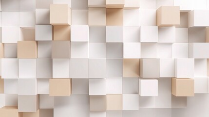 Poster - Abstract Minimal Cube Pattern Background in Soft Neutral Tones