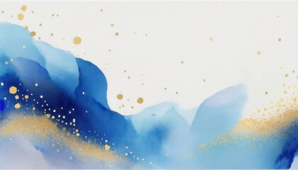 Leinwandbilder - luxury blue watercolor with gold splatter on white paper for branding, website background, invitation or modern print design

