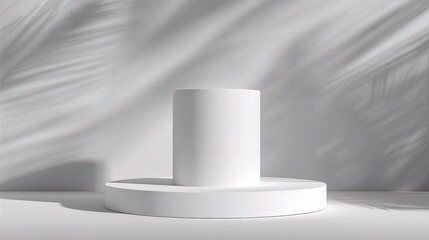 Poster - Minimalist White Cylindrical Podium Mockup for Display Purposes