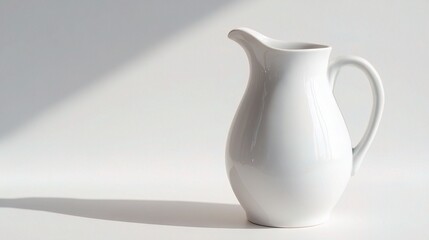 Poster - Elegant White Ceramic Pitcher on Pure White Background