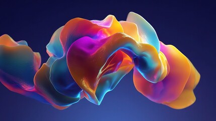Poster - Colorful Organic Shape Floating in Vivid 3D Rendered Space