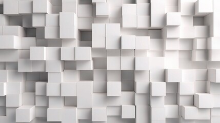 Poster - Elegant 3D Stacked White and Grey Cubes in Abstract Formation