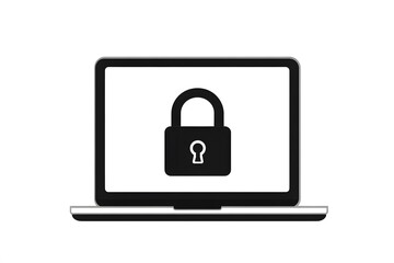 Poster - Laptop displaying a secure padlock illustrating data protection and cybersecurity measures