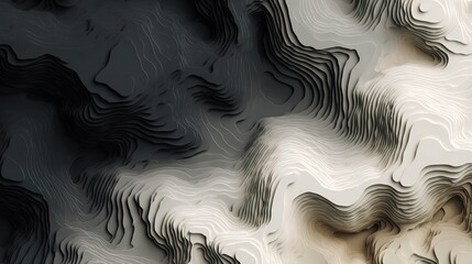Poster - Abstract 3D Topographic Render with Layered Monochrome Design