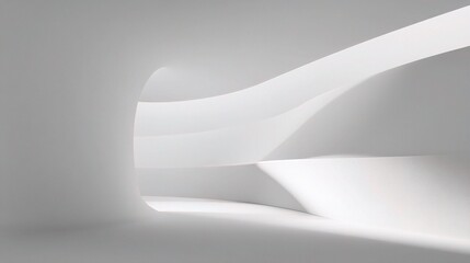 Poster - Abstract Minimalist Design with Smooth White Textures and Curves