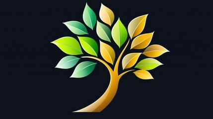 Aufkleber - A vibrant tree logo with multiple leaves in different shades of green, symbolizing growth, nature, and sustainability.