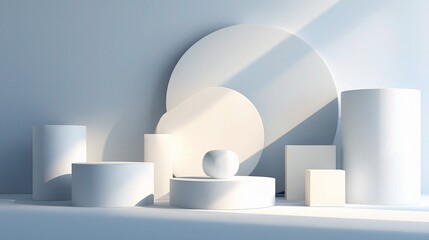 Poster - Minimalistic Geometric 3D Rendered Abstract Clean Forms and Shapes